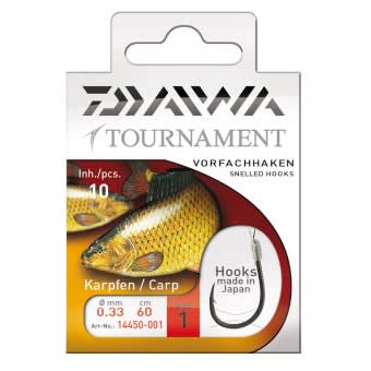 Daiwa Tournament Snelled Carp Hooks 60cm 10pcs. 