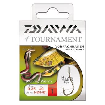 Daiwa Tournament Wurmhaken Vorfachhaken 60cm 10Stk. Gr. 2