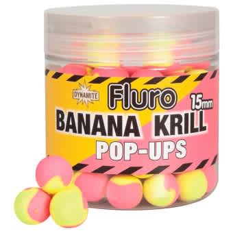 Dynamite Baits Fluro Two Tone Pop Ups 15mm Krill Banana