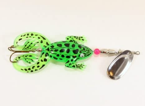 Jenzi Jack&#039;s Rubber Froggy Spin Frog green black 