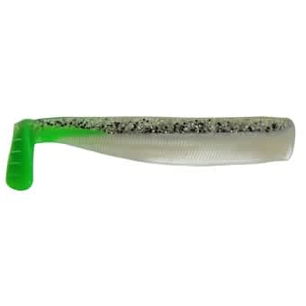 Jenzi Gummifisch Hammer Tail Shad weiß silber grün  