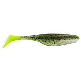Jenzi River Shad USA-Bass Gummiköder grün glitter gelb 9cm 6 Stück