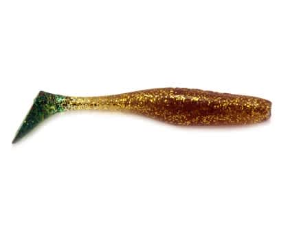Jenzi River Shad USA-Bass Gummiköder glitter gold grün  9cm 1 Stück