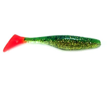 Jenzi River Shad USA-Bass Gummiköder glitter grün rot  12cm 5 Stück