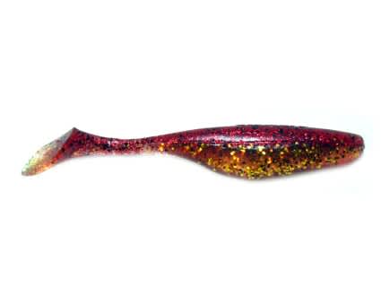 Jenzi River Shad USA-Bass Gummiköder glitter rot gelb  9cm 1 Stück
