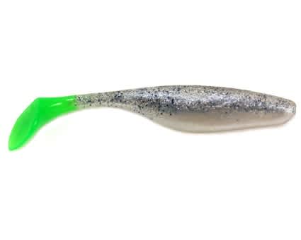 Jenzi River Shad USA-Bass Gummiköder weiss glitter grün  9cm 1 Stück