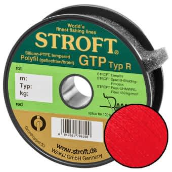 STROFT GTP Typ R Geflochtene Angelschnur 125m rot R4-0,220mm-9kg
