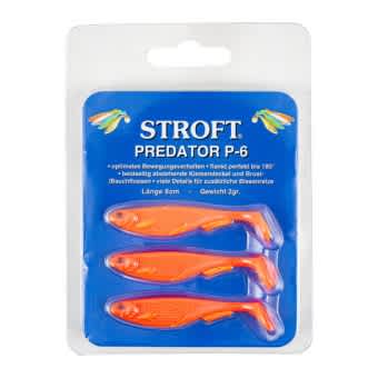 Stroft Predator P-6 soft bait 6cm 3pcs UV Orange Fire Fin