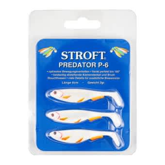 Stroft Predator P-6 soft bait 6cm 3pcs White Fire Fin