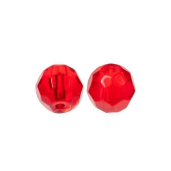 Zeck Faceted Glass Beads Red 8mm
