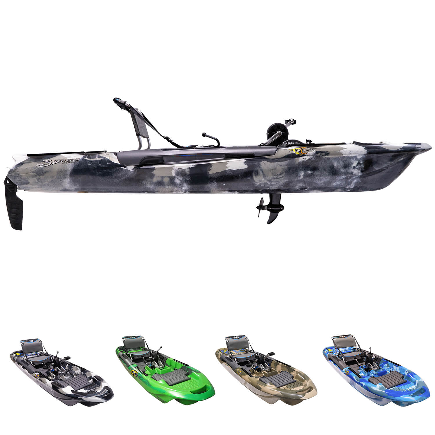 3 Waters Kayaks Big Fish 103 Pedal Fishing Kayak buy by Koeder Laden