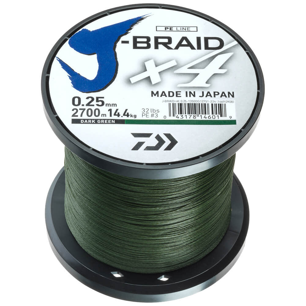 Daiwa Fishing Line J-Braid X4 braided dark green buy by Koeder Laden